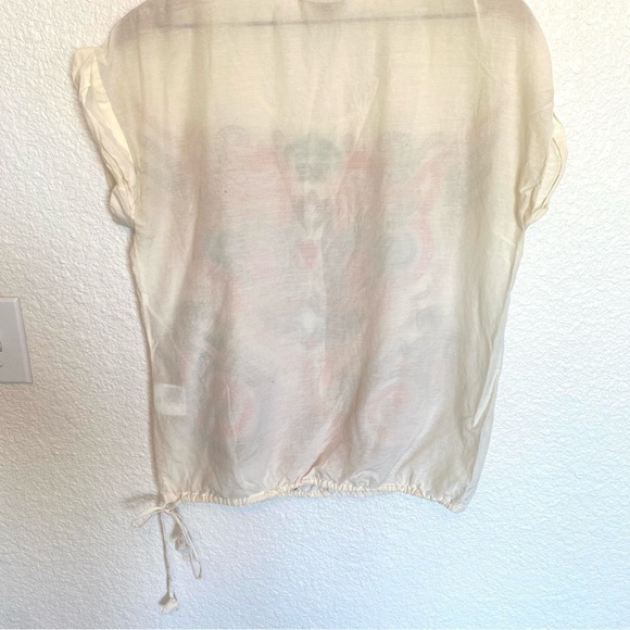 1.2.3 Paris Women's Emboridered Medium Large Silk/Cotton Sheer Blouse Boho - Picture 10 of 11